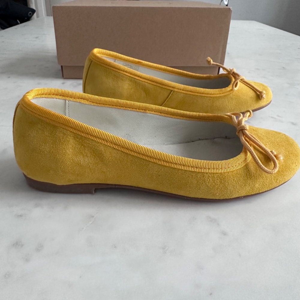 Pepa London Lace Tie Ballerina Shoes in Sunshine Yellow - Picture 3 of 6